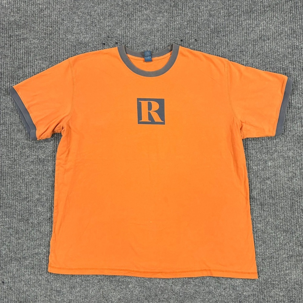 HYP T-Shirt Mens Size XL Orange Ringer Gray Trim Graphic Cotton Short Sleeve